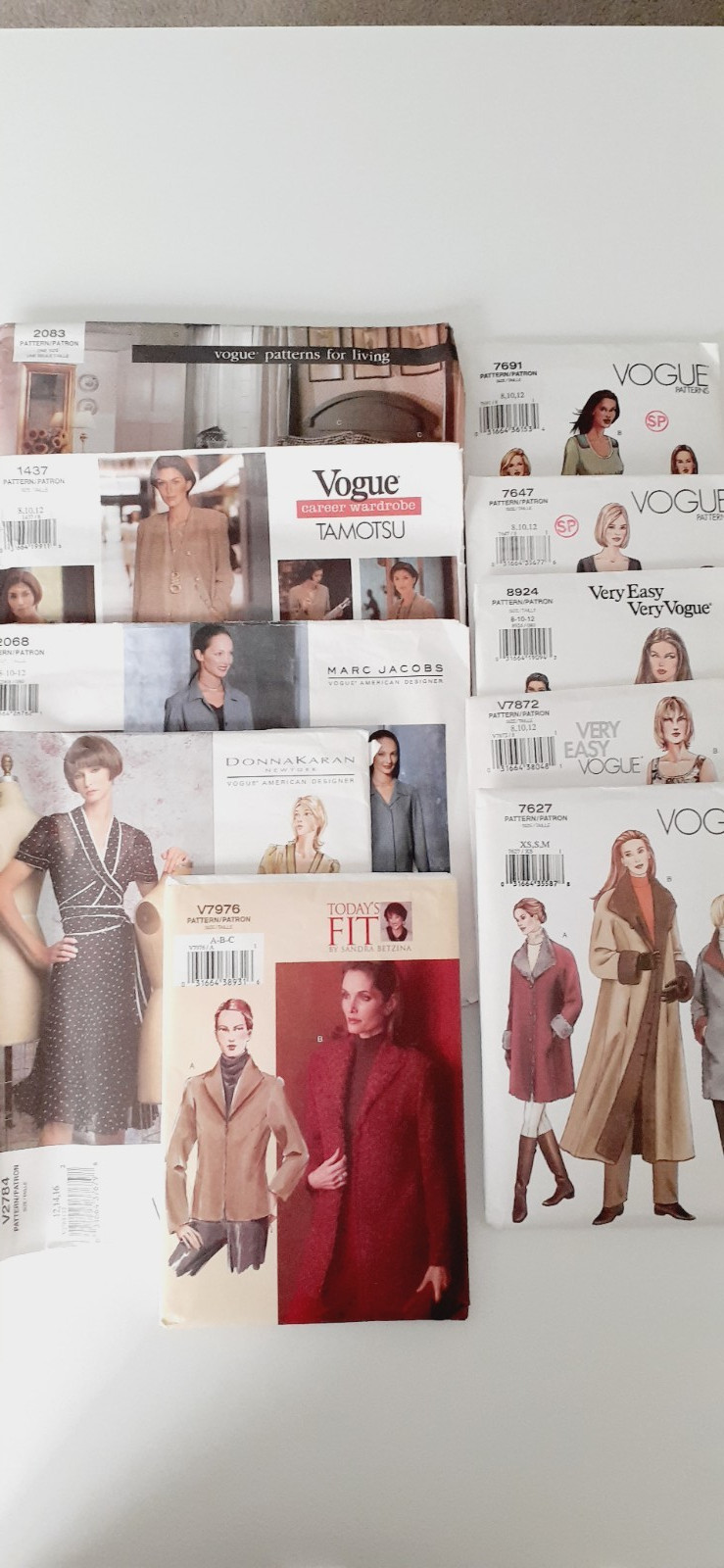 NEW FF Uncut VTG.  \' 94-2004 Lot of 10 Vogue Sz 8-12 Patterns/Three Designer