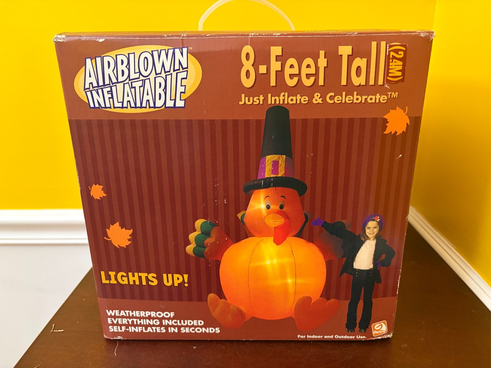New 2004 Gemmy Industries 8\' Tall Holiday Inflatable Thanksgiving Pilgrim Turkey