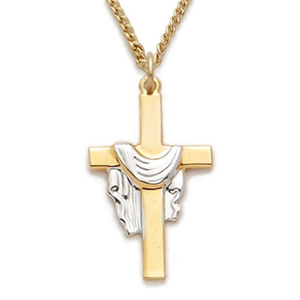 Ladies 14kt Gold Plated Sterling Silver Draped Cross Christian Pendant Necklace