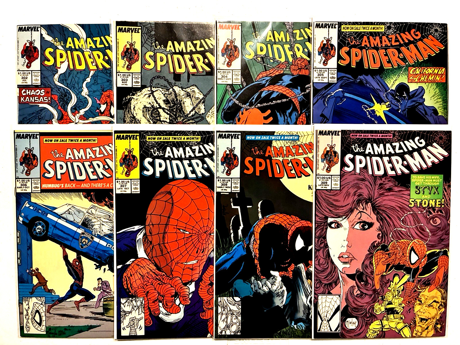The Amazing Spider-Man (Marvel-1963) Issues #302-309-Lot of 8-Todd McFarlane