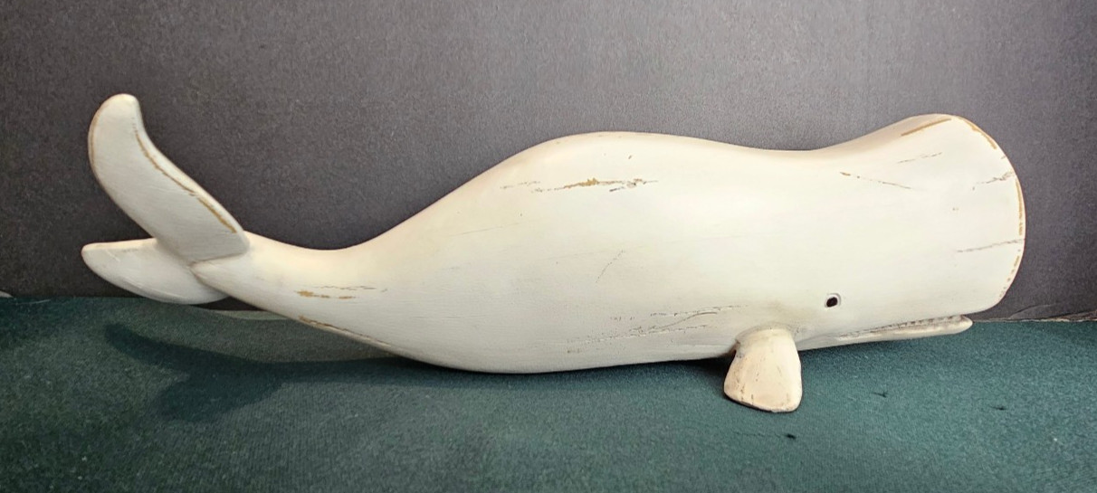 Rustic Resin-Wooden Whale Statue/Figurine