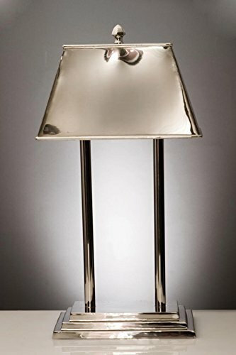 Art Deco Traditional Style Nickel Silver Lamp, 2 Lights 21.5 Inches Art Deco Traditional Style Nickel Silver Lamp, 2 Lights 21.5 Inches