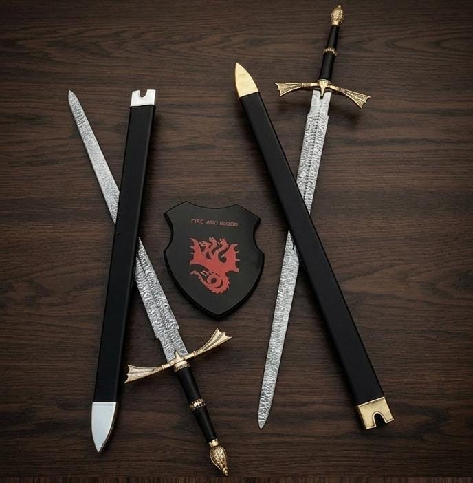 Handmade Blackfyre Sword pair Replica King Aegon Targaryen Fantasy Medieval Handmade Blackfyre Sword pair Replica King Aegon Targaryen Fantasy Medieval