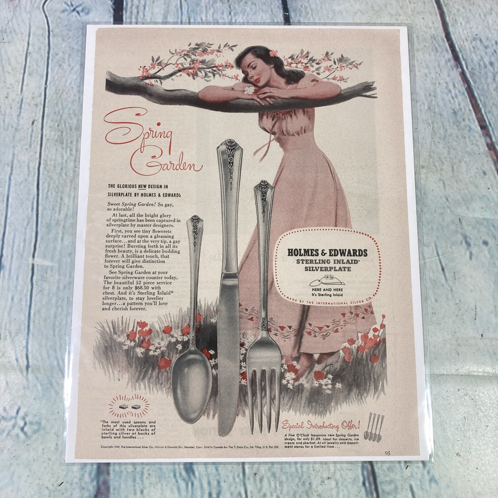 1949 Holmes & Edwards Silverplate Sterling Vintage Print Ad/Poster Magazine Page