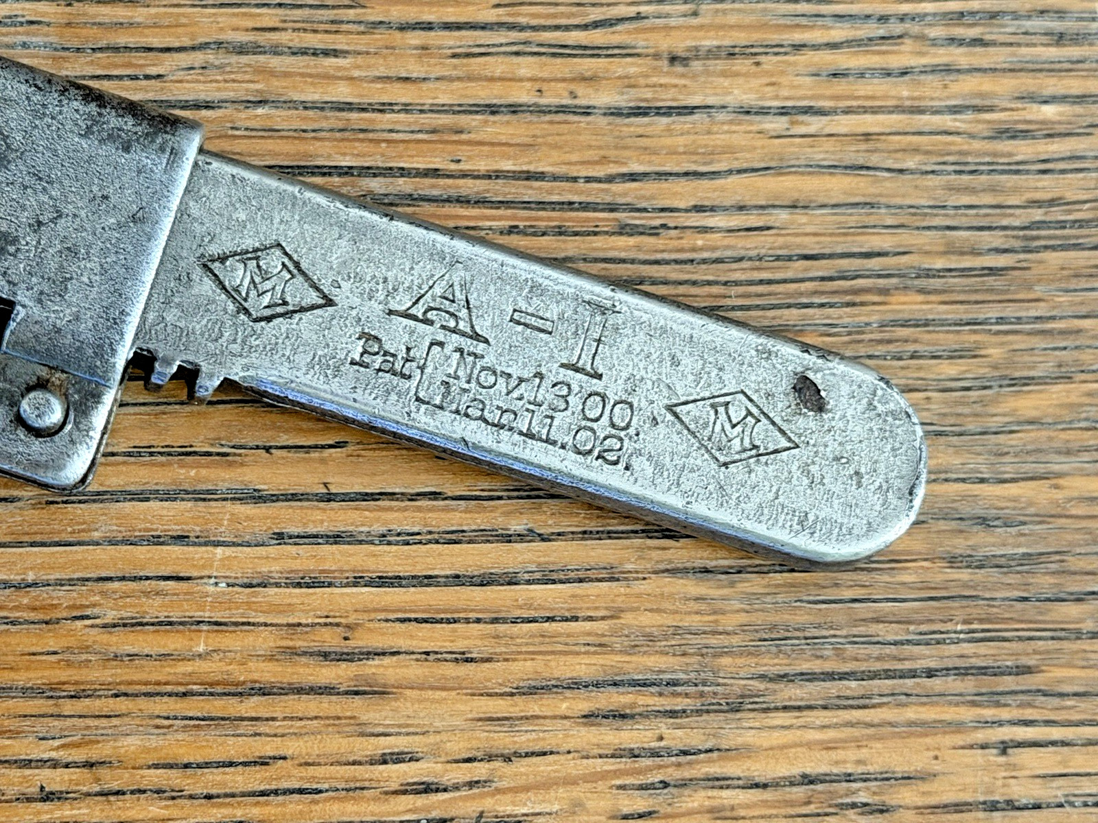 Vintage A-1 5” adjustable Bicycle Monkey Wrench M Pat Nov.13 00 Mar 11 02  A - 1