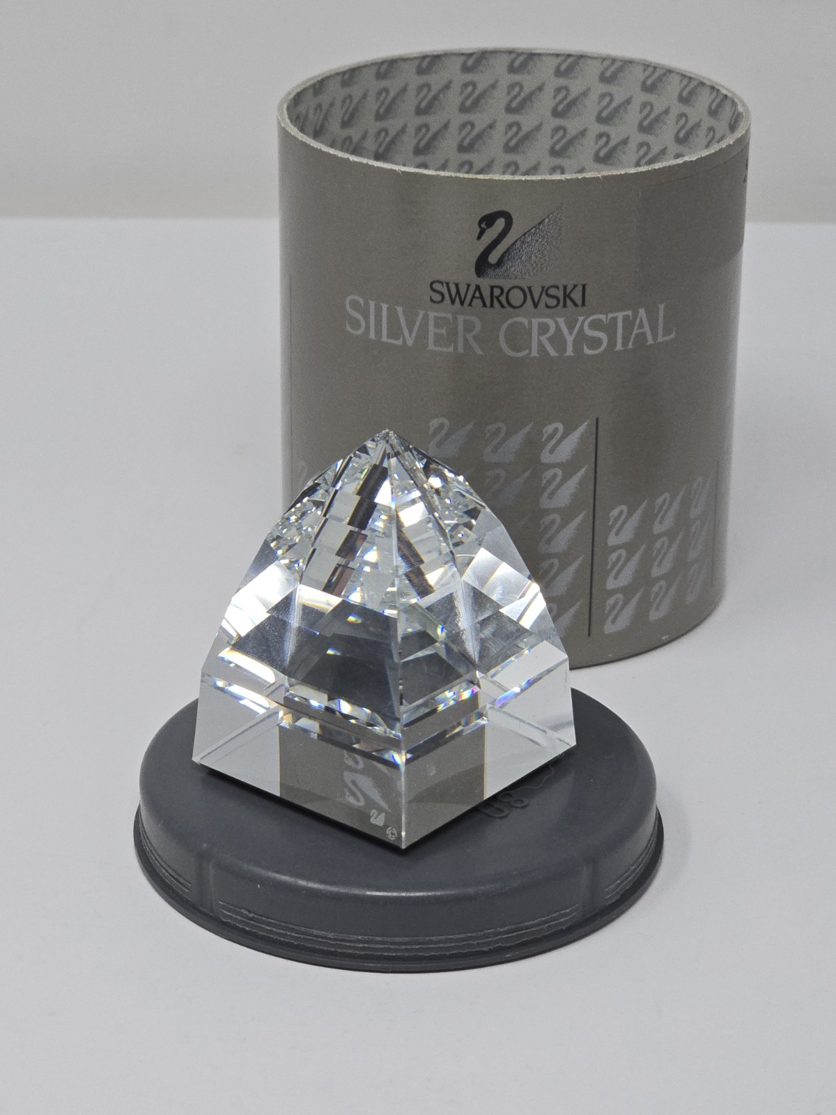 Swarovski Silver Crystal Clear Pyramid Paperweight 2\