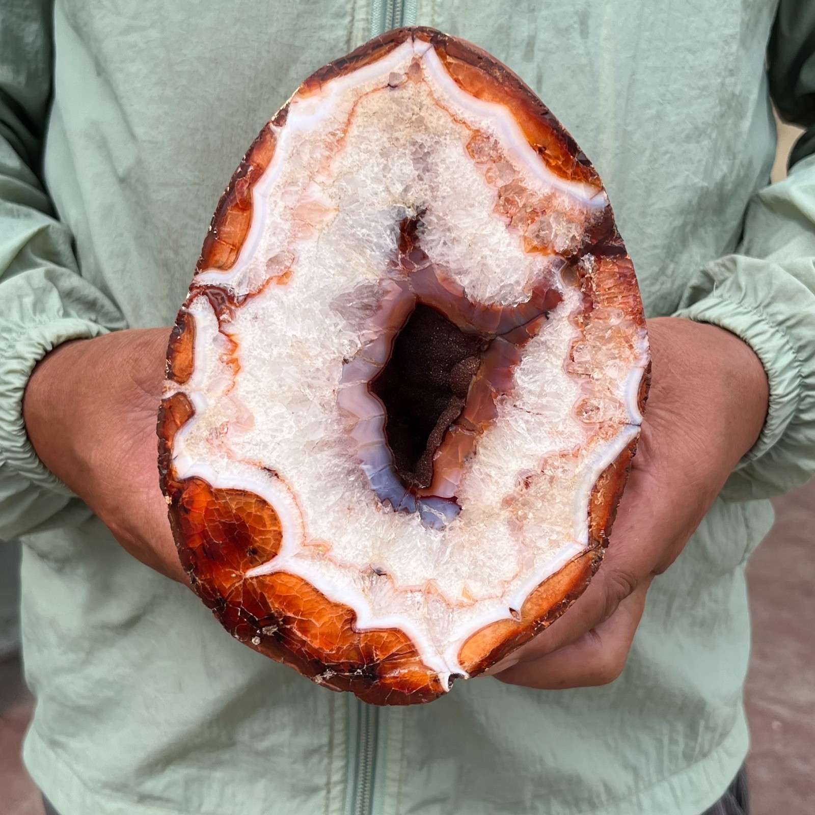 6.17LB Rare Natural Red Agate Geode Carnelian Druzy Crystal Mineral Specimen