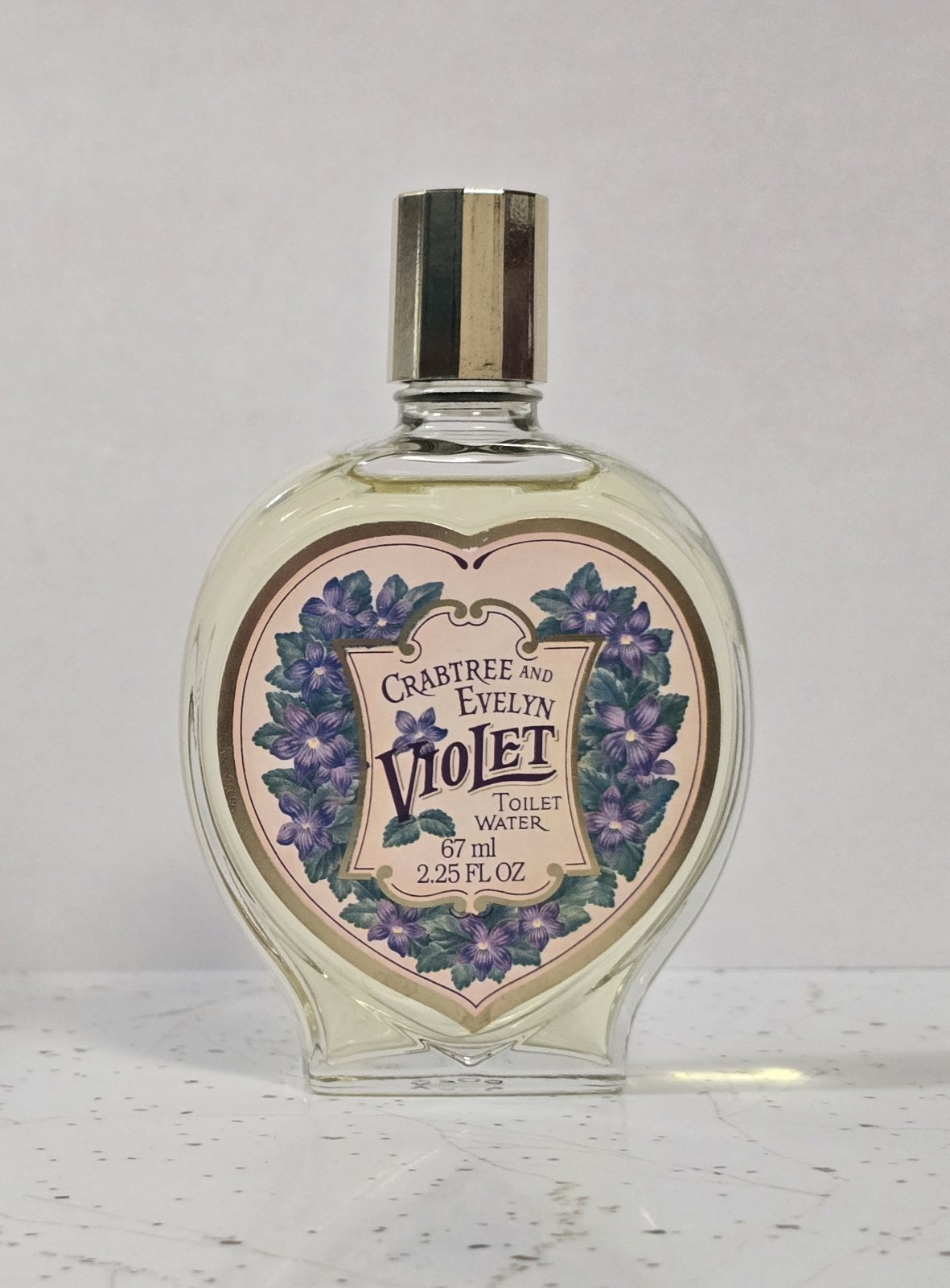 Vintage Crabtree & Evelyn VIOLET Toilet Water 2.25 oz Glass Heart Bottle - New