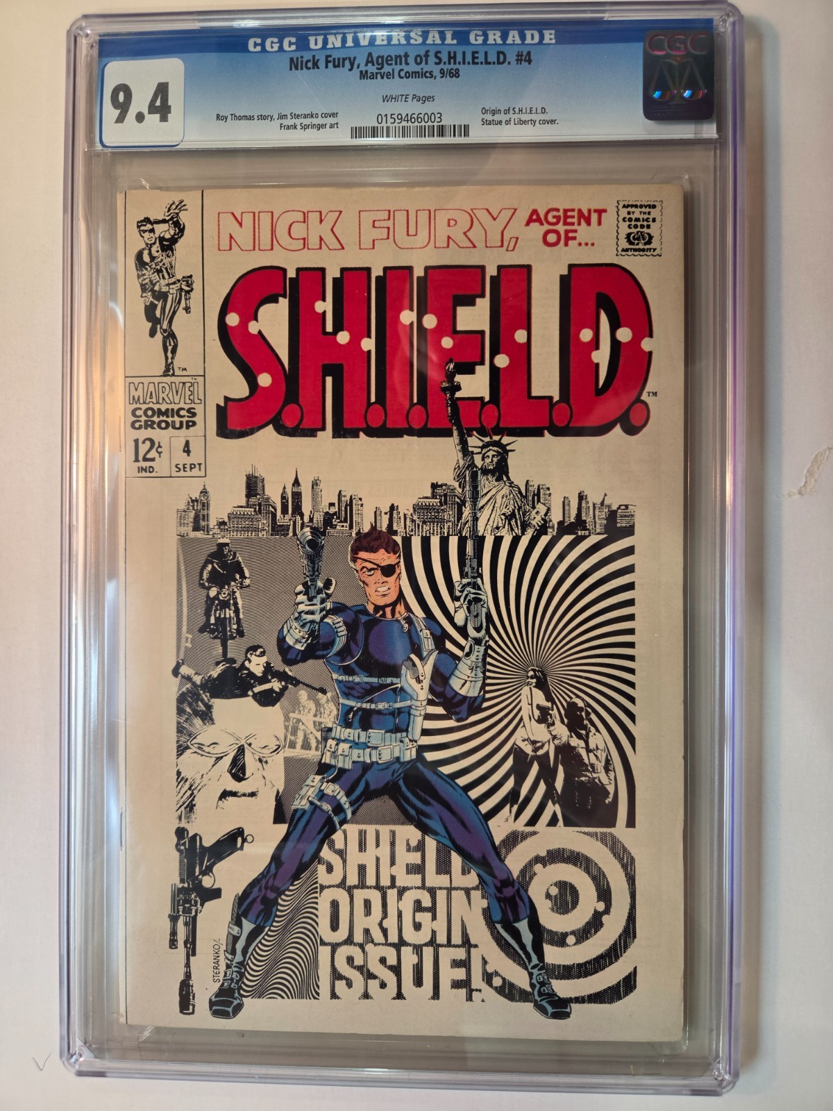 NICK FURY AGENT OF S.H.I.E.L.D. # 4 MARVEL 1968 CGC 9.4 CLASSIC STERANKO COVER