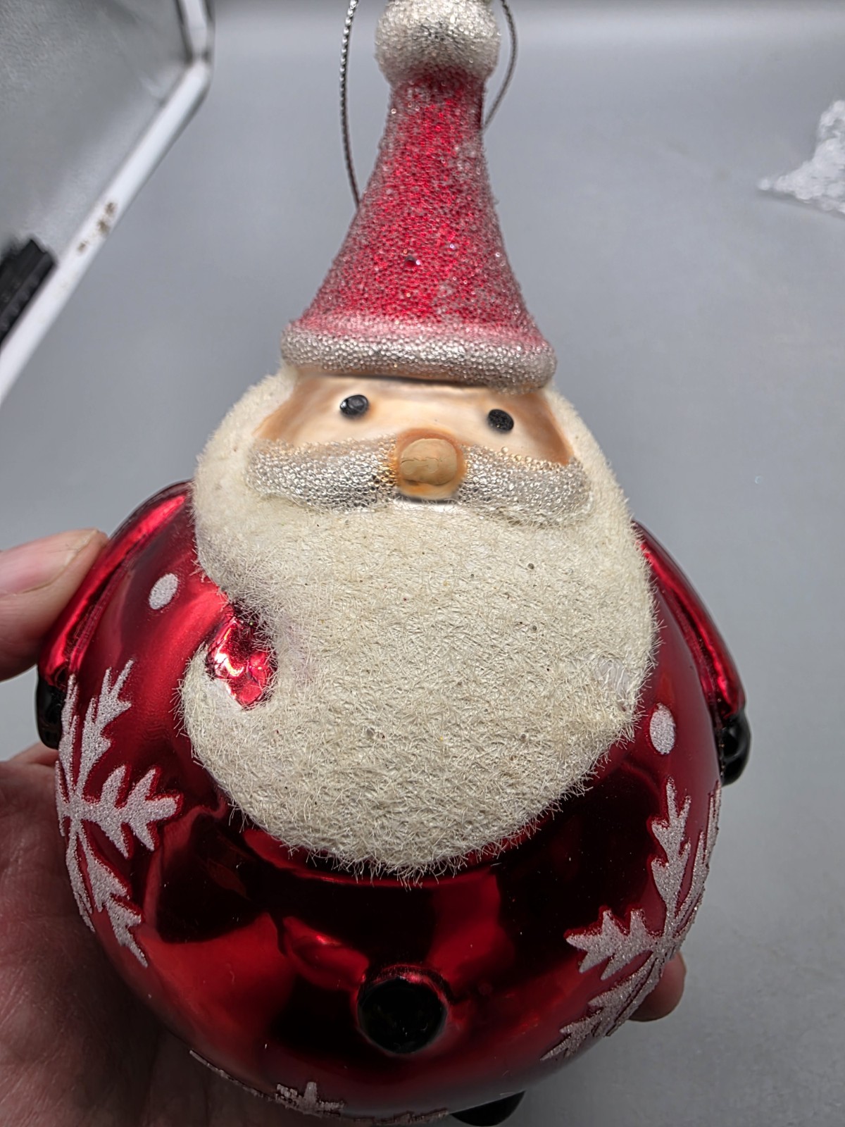 Macy\'s Holiday Lane Santa Glass Ornament Roly Poly Christmas 2011
