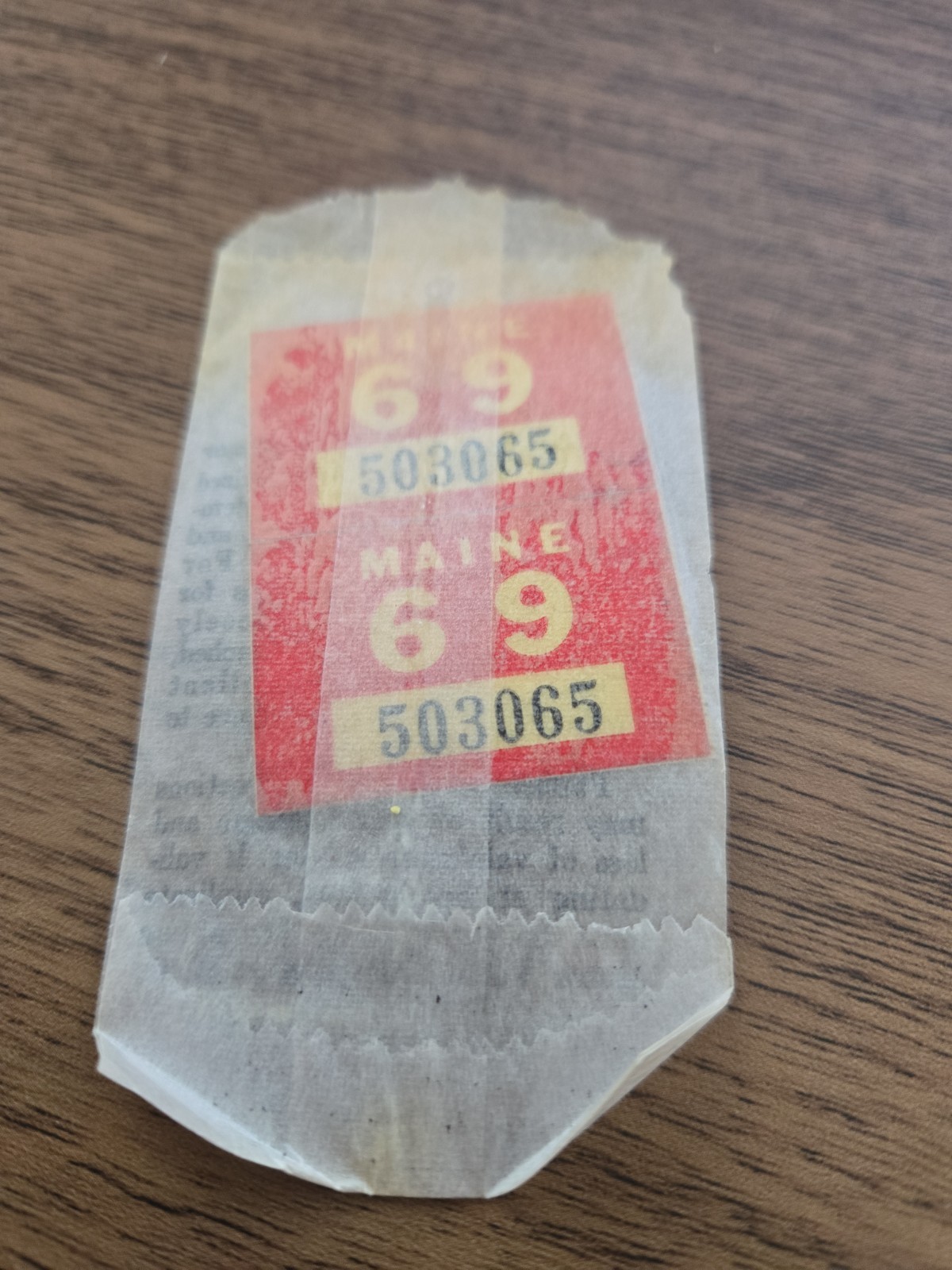 Vintage 1969 State of Maine Registration Sticker