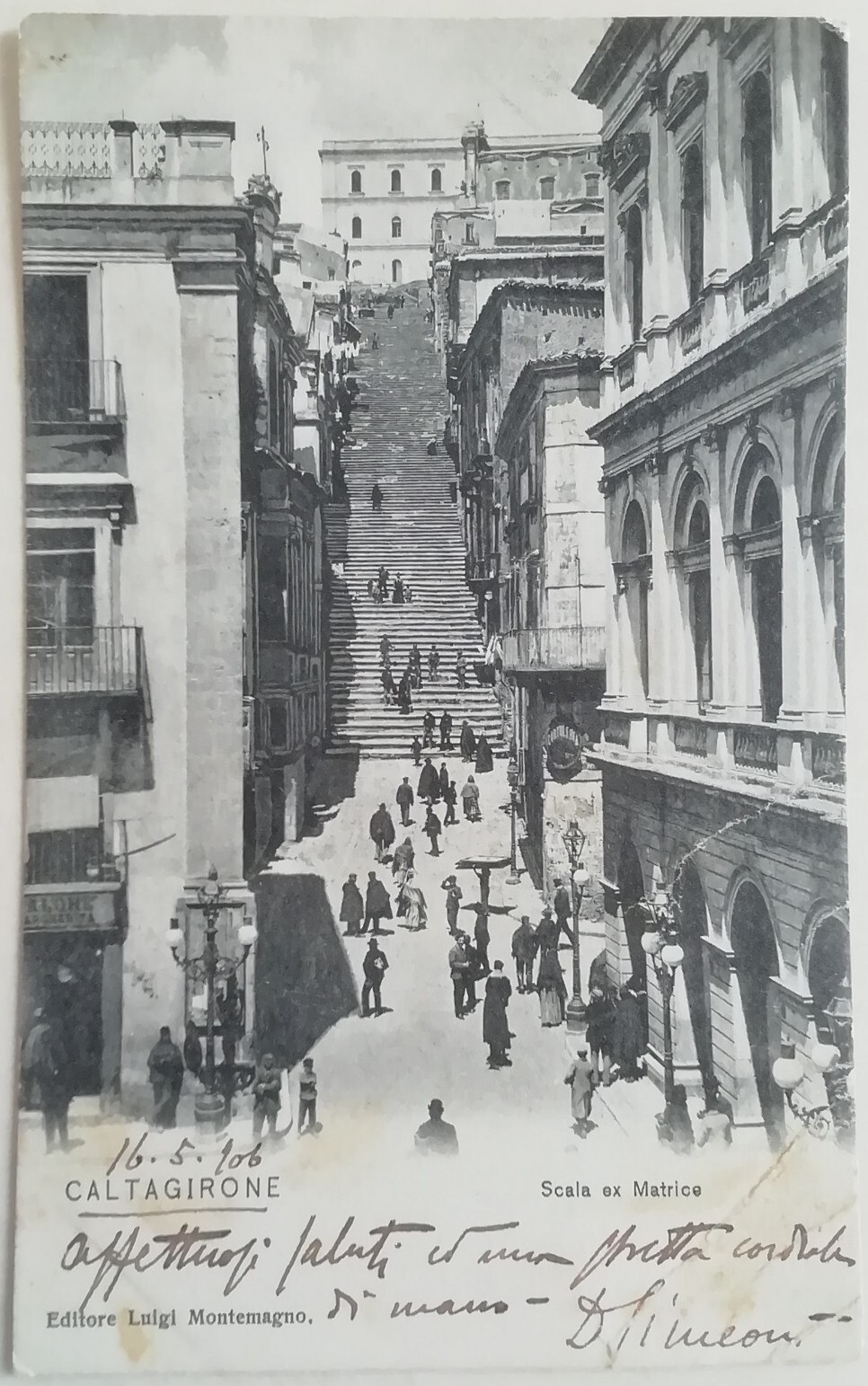 LANDSCAPE POSTCARD CALTAGIRONE CATANIA SICILY EX SCALE ANIMATED MATRIX 