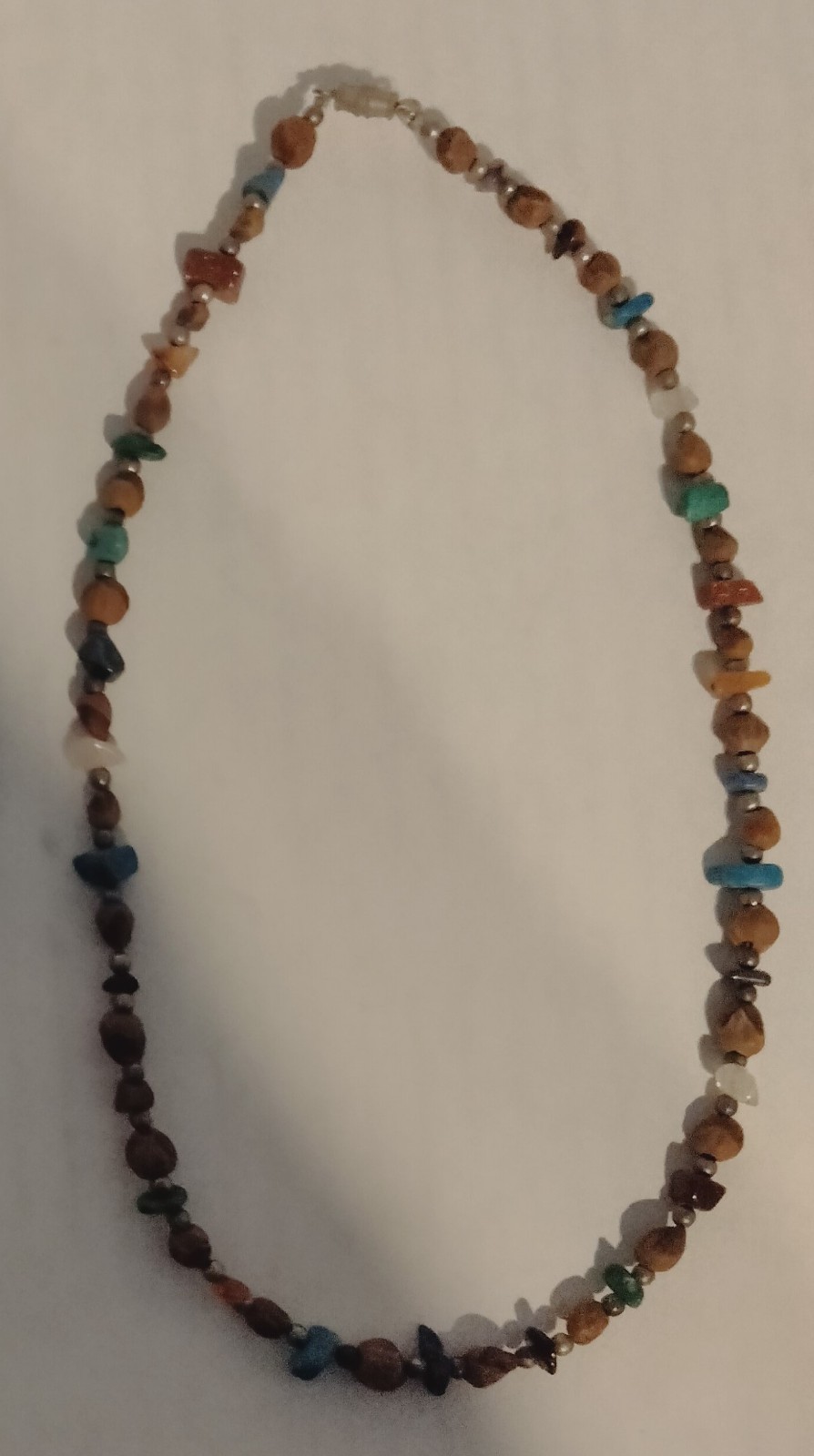 Beautiful Navajo Crafted Cedar Berry-Silver Beads-Turquoise-Rocks Necklace 18\
