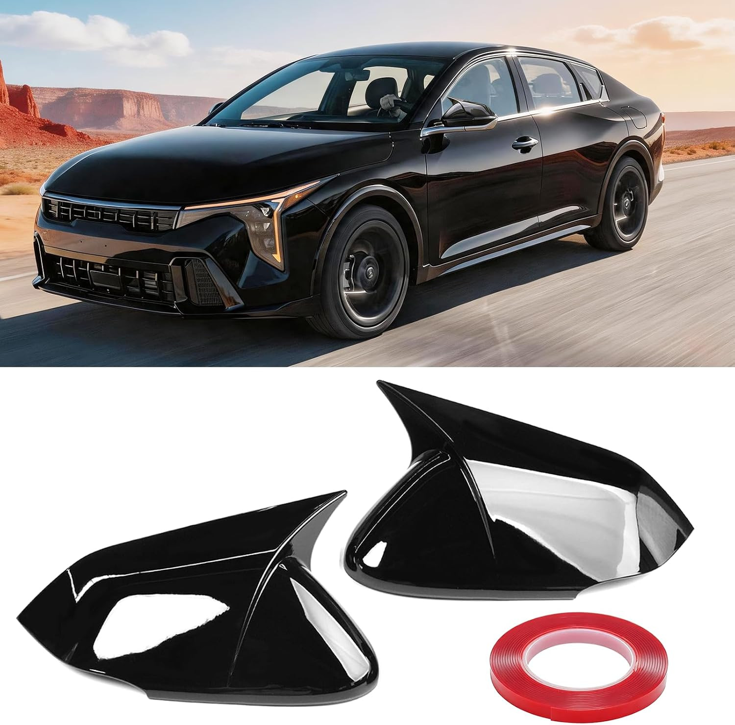 1Pair for KIA K4 Ox Horn Mirror Cover Cap Overlay 2024 2025 2026