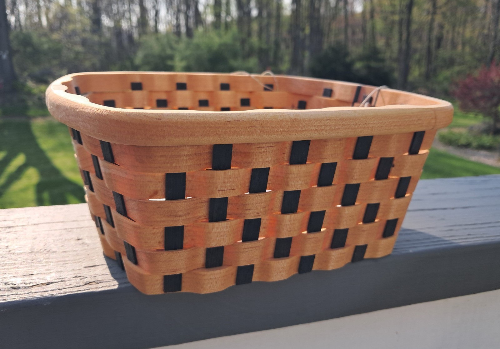 Teaberry Basket Wood Weave Signed Rachel Miller Handmade Middlebury Indiana 2017