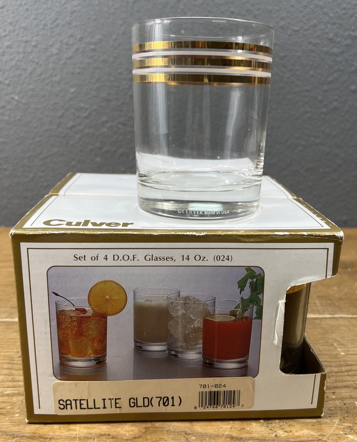 Set of 4x CULVER Gold Lowball MCM Mid Century Modern Whiskey Whisky Bar Glasses