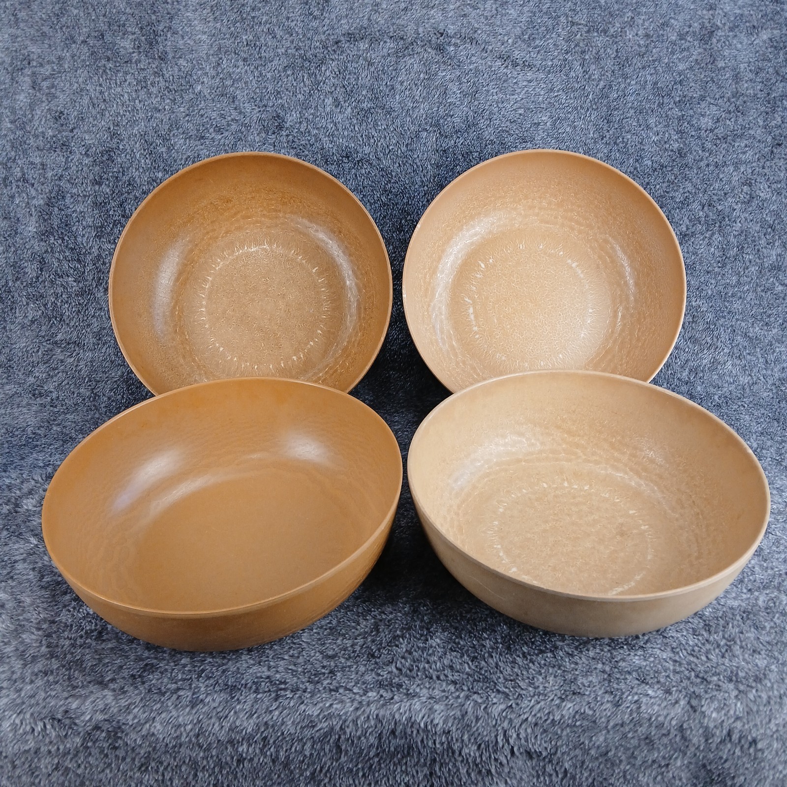 4 Vtg Ellingers Agatized Wood Bowls 100 Serving Cottagecore Salad Popcorn