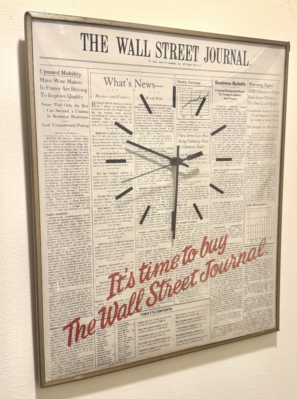 Rare 1980’s NYC Wall Street Journal “Wolf of Wall Street” Era Store Wall Clock