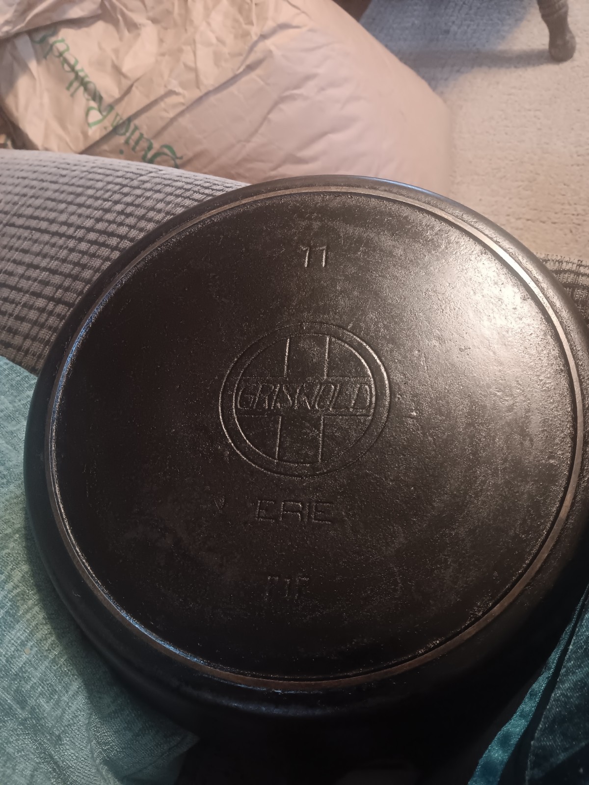 Griswold Cast Iron #11 Slant Logo Erie Skillet with Griswold’s Erie Ghost Marks Griswold Cast Iron #11 Slant Logo Erie Skillet with Griswold’s Erie Ghost Marks