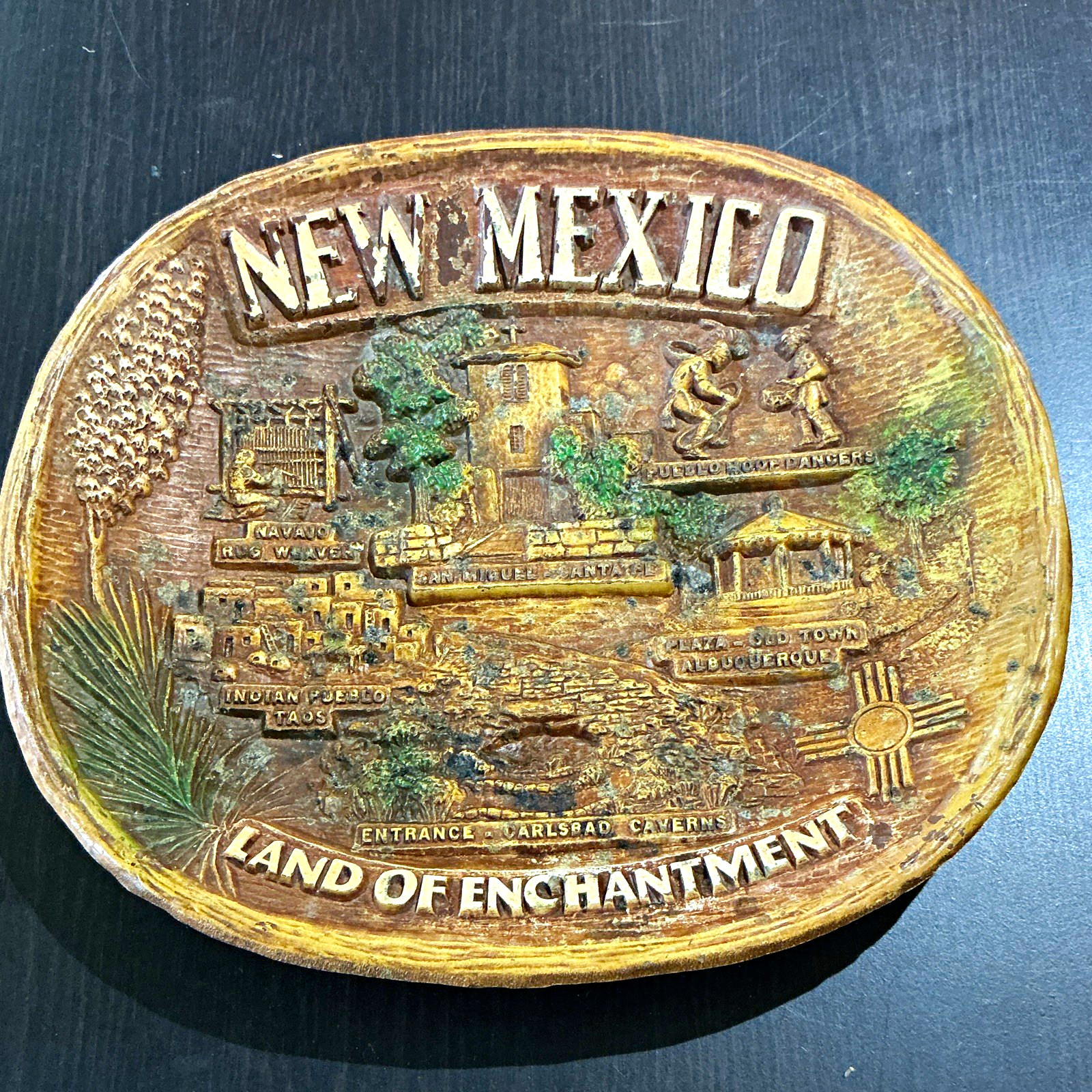 Vintage Souvenir  - TACO New Mexico Land of Enchantment Oval Tray or Plaque 