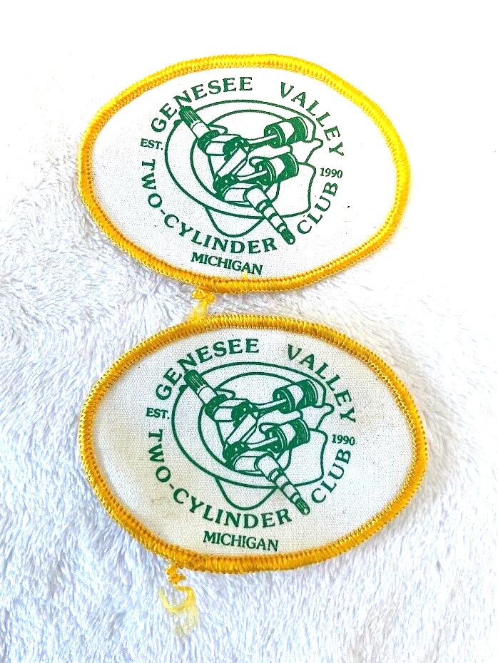 2 VINTAGE GENESEE VALLEY MICHIGAN TWO CYLINDER CLUB PATCH TRACTOR FARMING