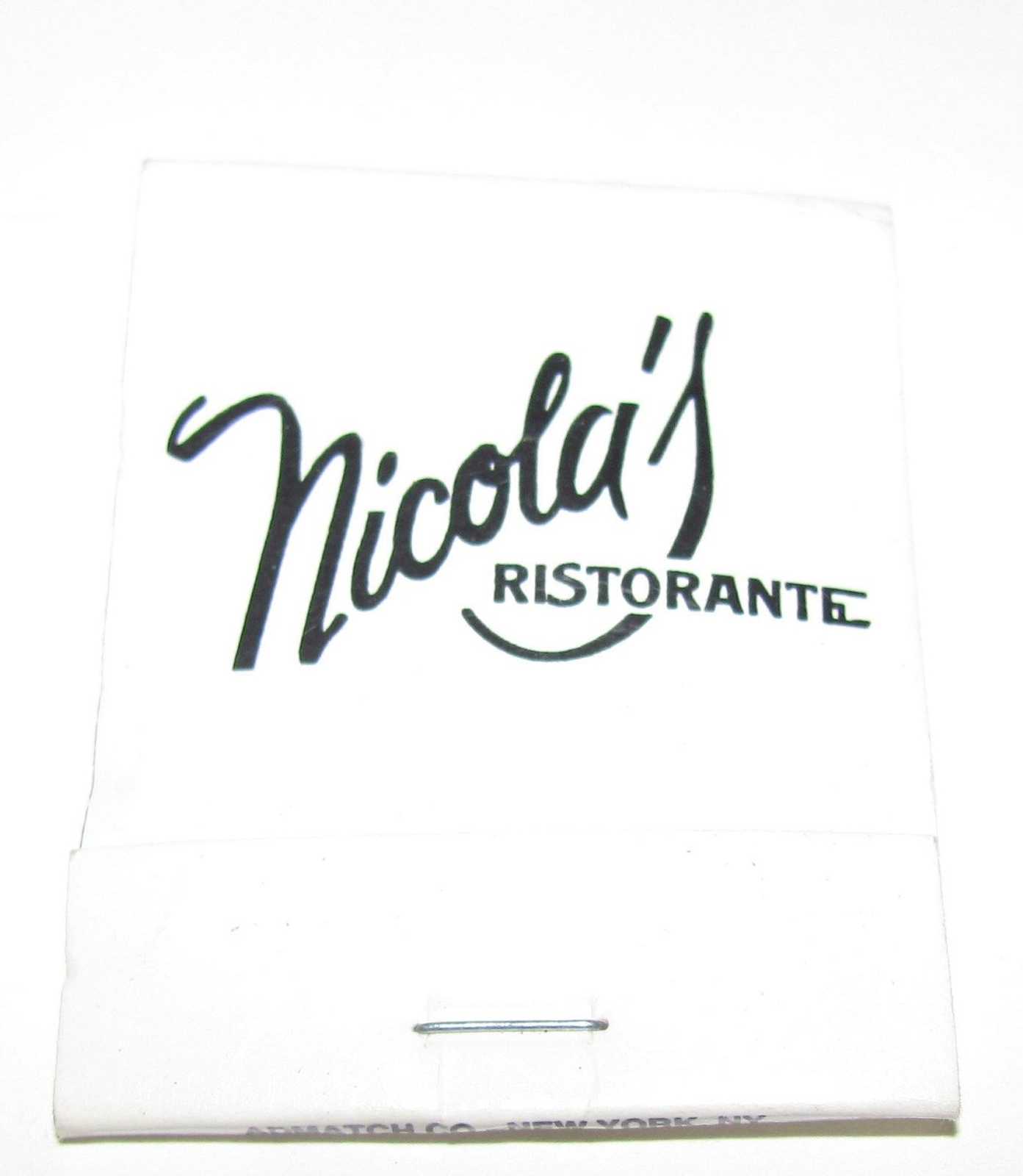 Vintage Unstruck Matchbook Nicola\'s Ristorante Restaurant Hawthorne New Jersey