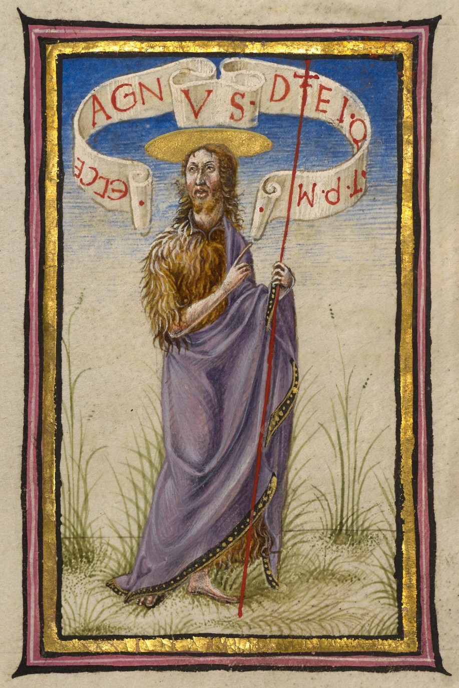 St John the Baptist, medieval illuminated manuscript art print 8x12