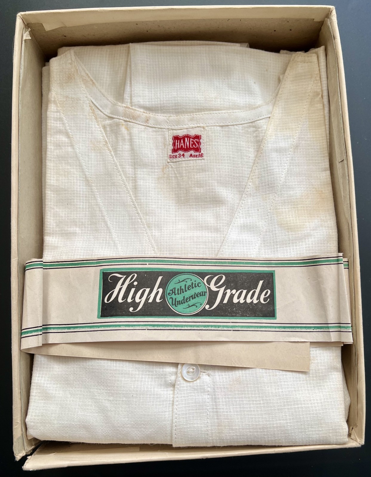 3 NOS ANTIQUE 1930's NATIONAL HANES ATHLETIC UNION SUITS W/ ORIGINAL BOX