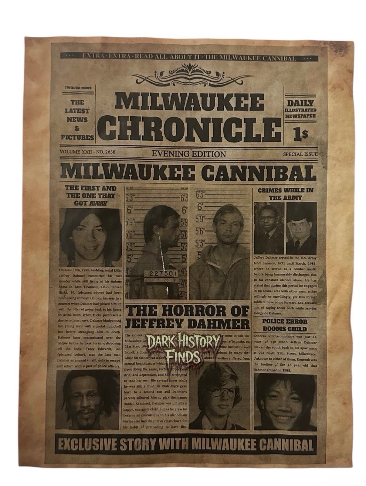 Jeffrey Dahmer Milwaukee Cannibal Newspaper Headline Milwaukee Chronicle ￼