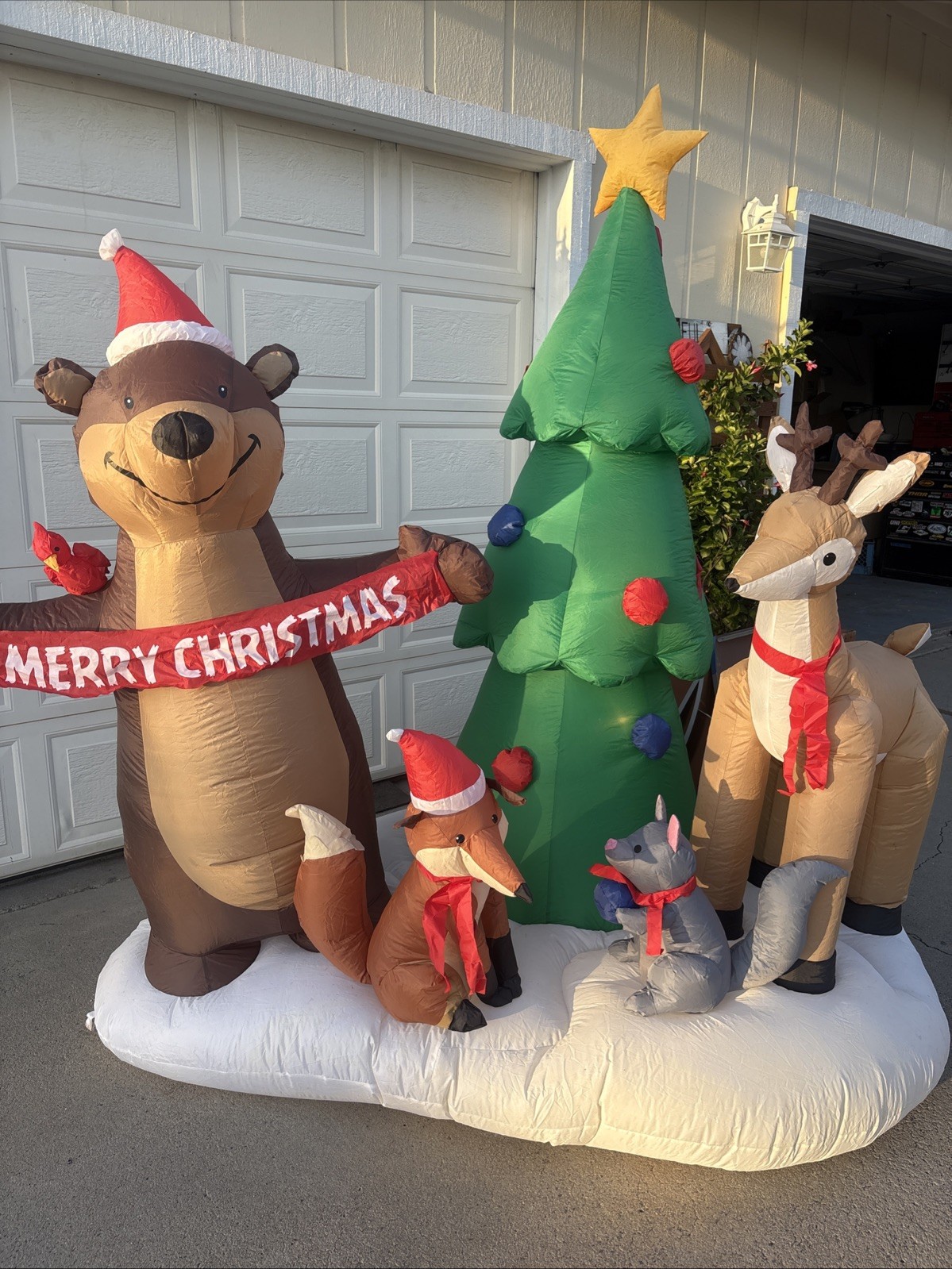 Gemmy 6ft Merry Christmas Inflatable Animal Forest Scene Light Up Inflatable