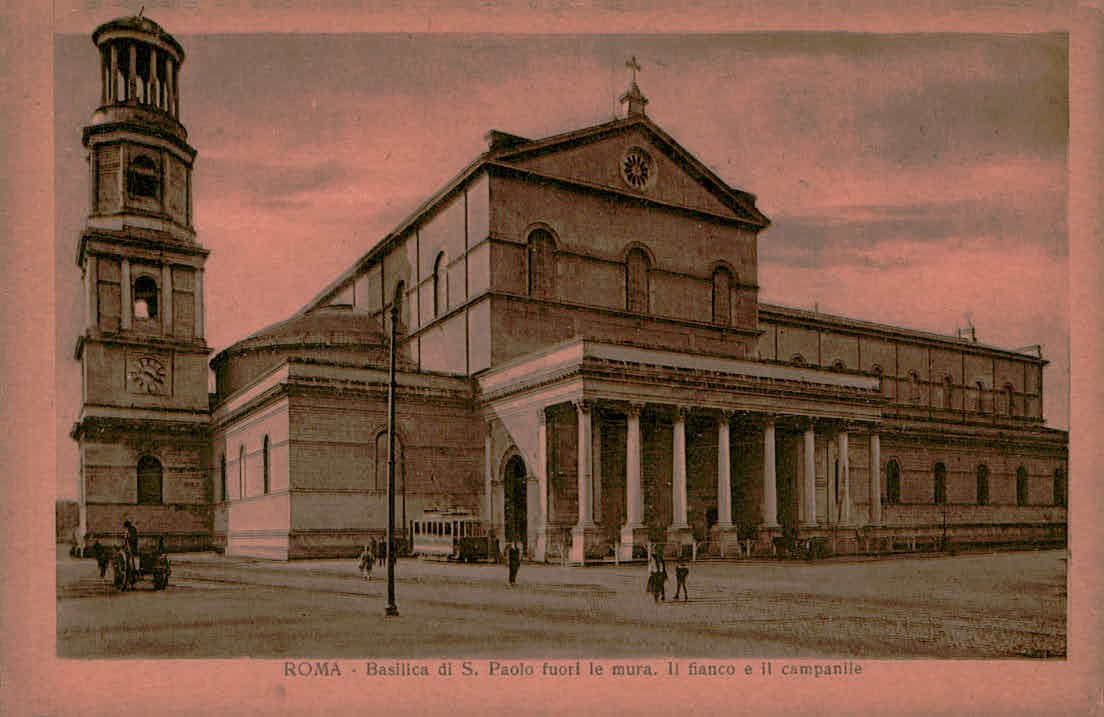 Roma Italy Basilica di San Paolo Fuori le Mura Campanile Vintage Postcard Roma Italy Basilica di San Paolo Fuori le Mura Campanile Vintage Postcard