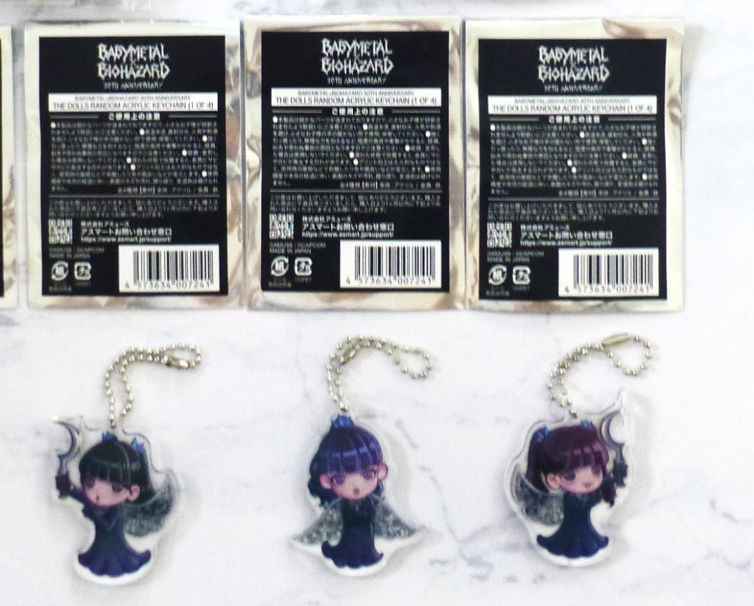 BABYMETAL x Resident Evil (BIOHAZARD) 30th anniversary Keychain MOMO,SU,MOA