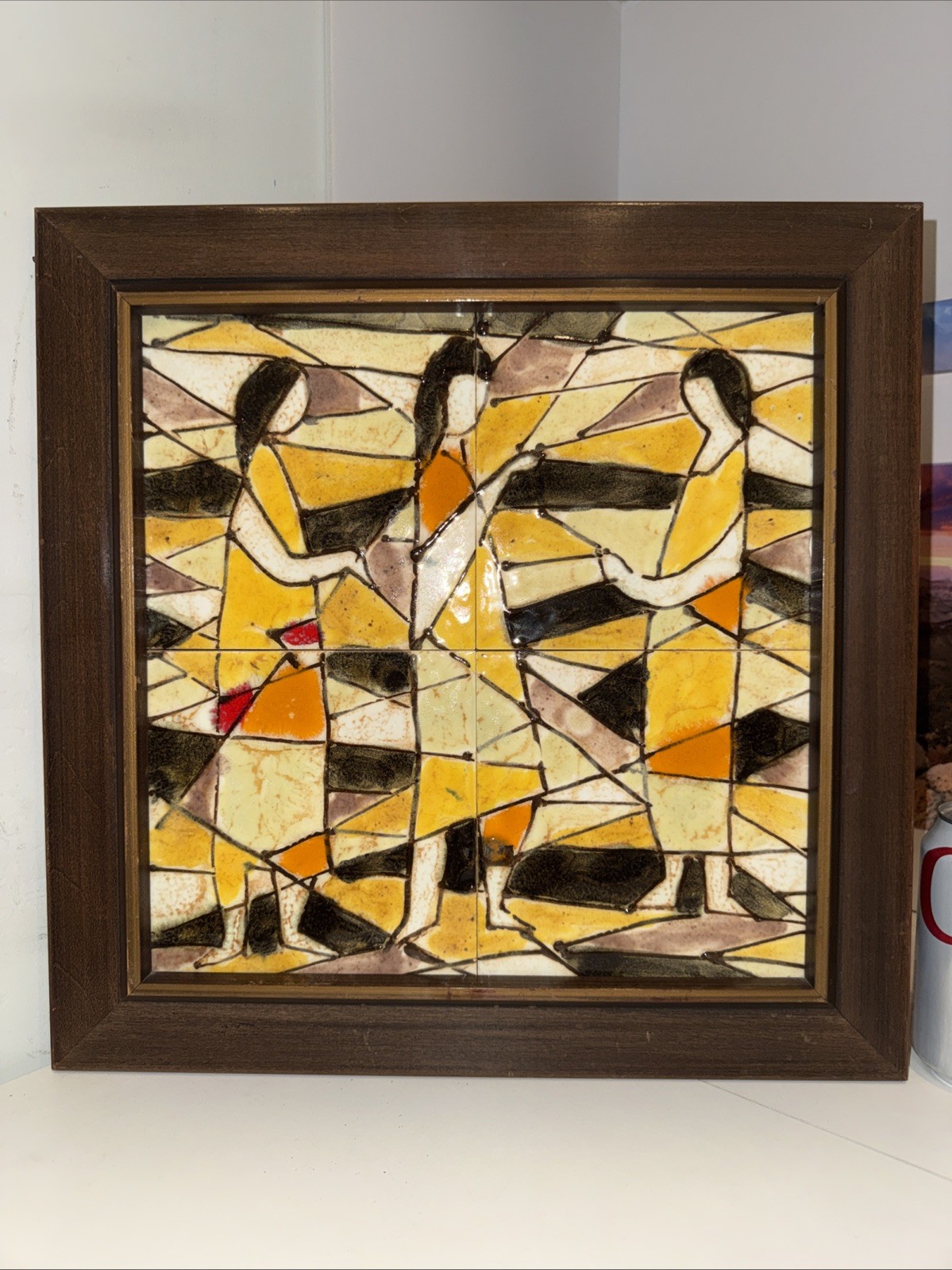 Harris G. Strong MCM Ceramic Tile Art 3 Female Figures Mosaic Plaque 16” ,Rare
