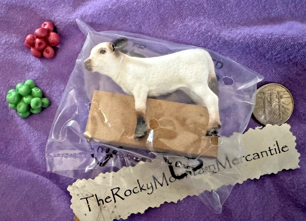 Schleich White Calf Galloway BABY COW farm ranch + food NEW SEALED Schleich White Calf Galloway BABY COW farm ranch + food NEW SEALED