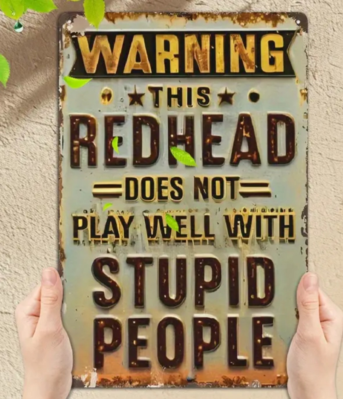 Humorous Warning Redhead does not play well Metal Sign, 8 * 12 Inch NEW Humorous Warning Redhead does not play well Metal Sign, 8 * 12 Inch NEW