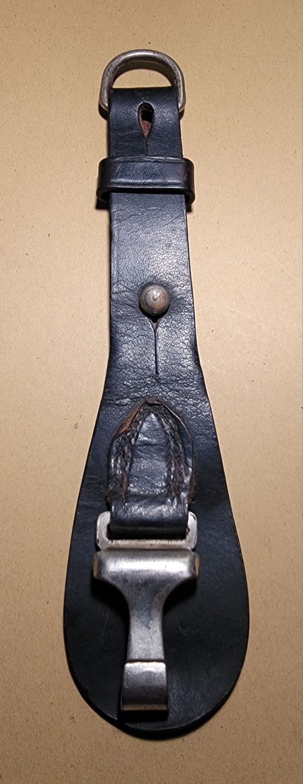 WW2 German black leather Sword / Dagger Hanger With Belt Strap marked O. L. C.