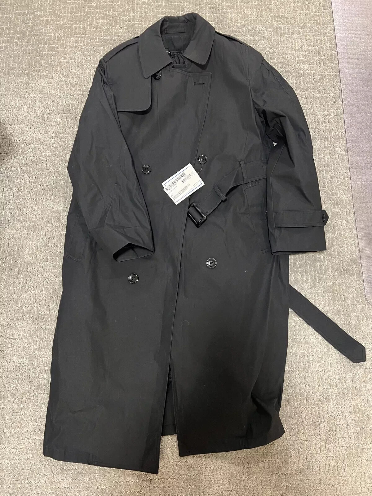 US Army All Weather Black Trench Coat Men’s Jacket Size 36L (New)