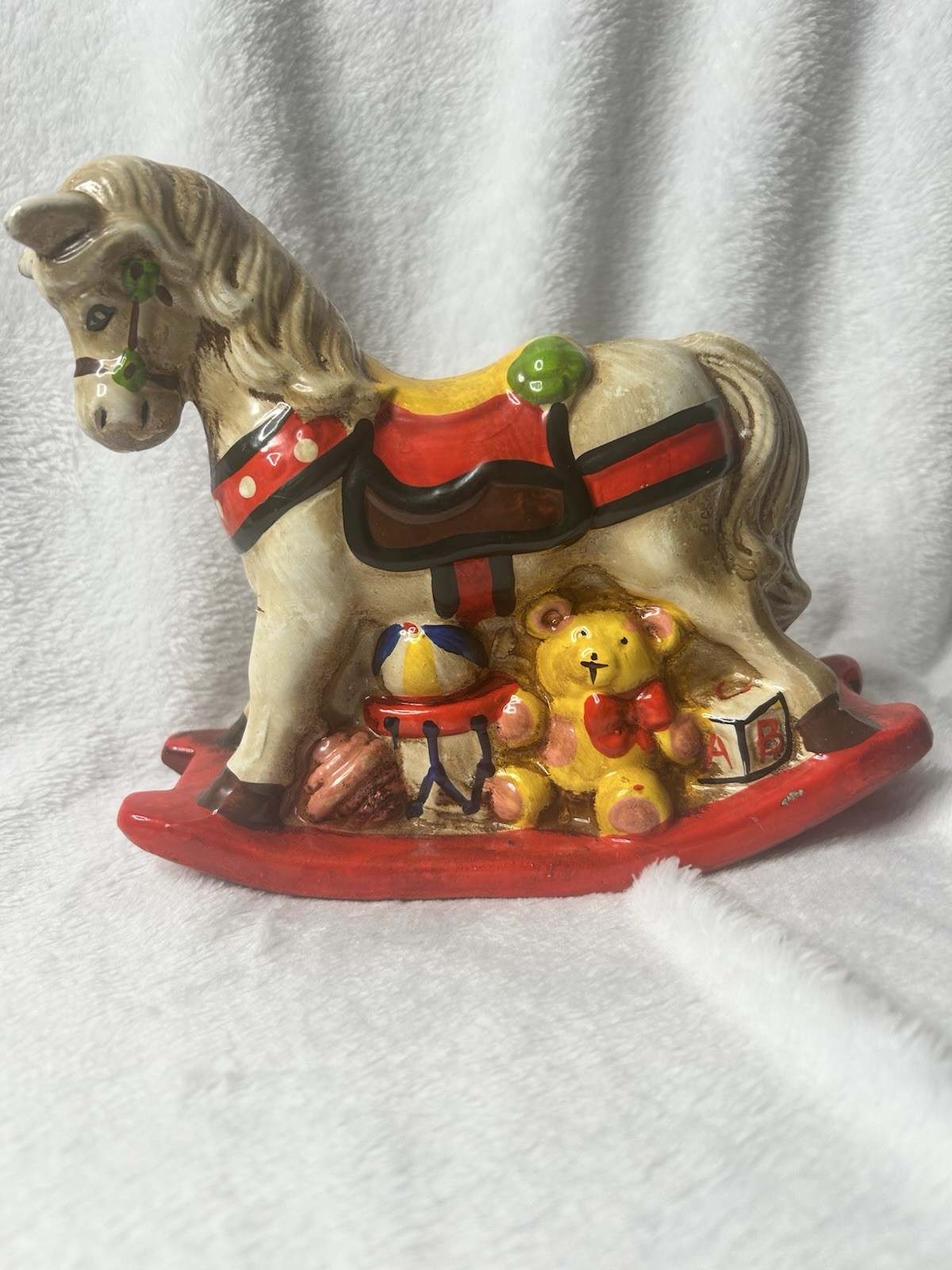 Vintage Ceramic Rocking Horse Coin Money Piggy Bank  6