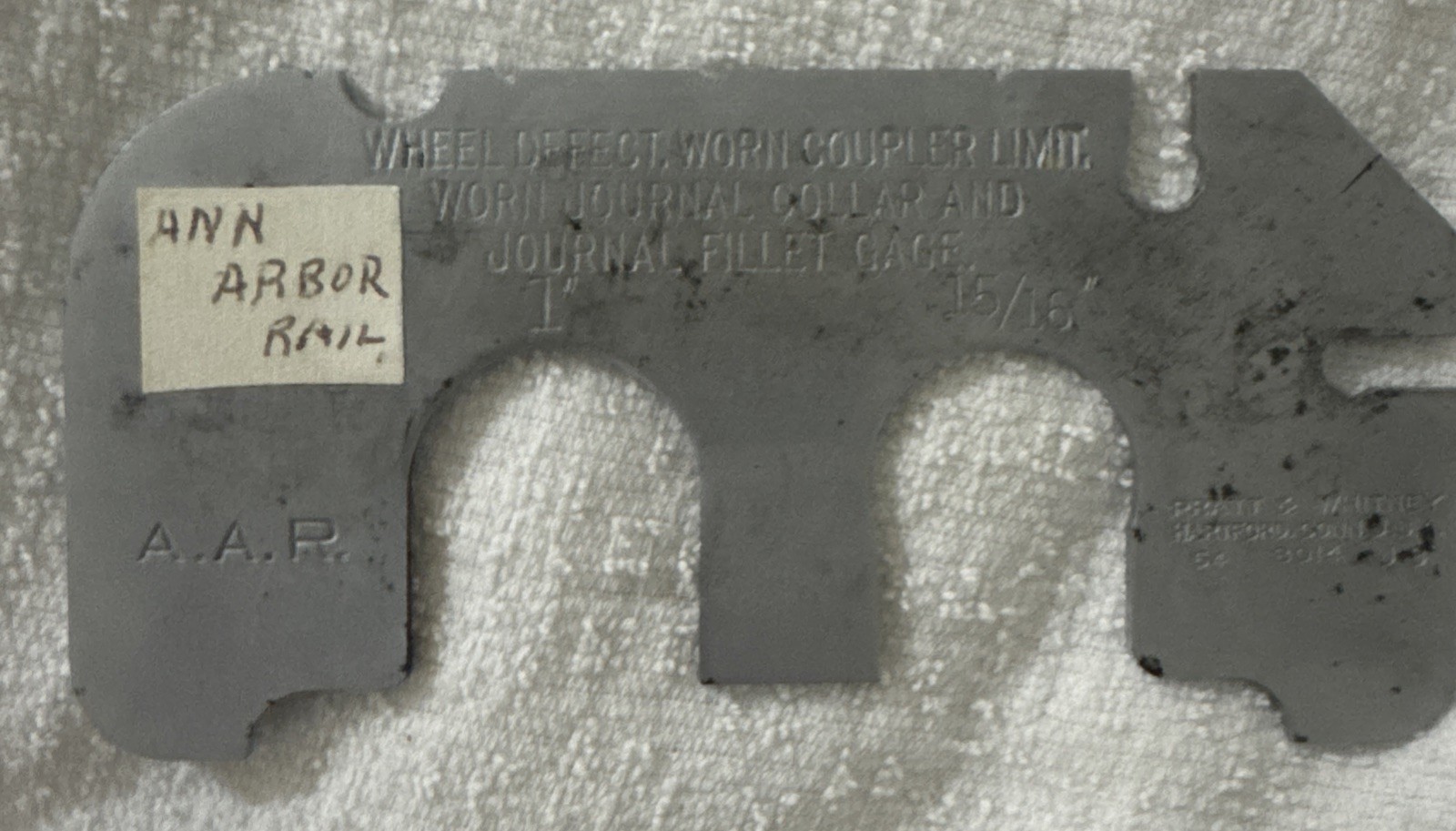 Pratt & Whitney WHEEL DEFECT  Coupler limit Journal Oollar & Fillet Gage 4 train
