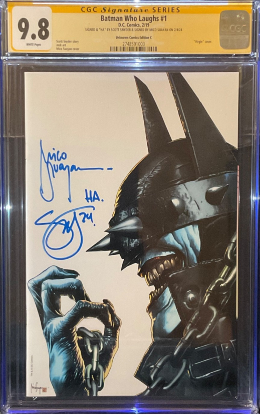 Batman Who Laughs #1 Virgin Signed 2x SCOTT SNYDER & MICO SUAYAN CGC SS 9.8