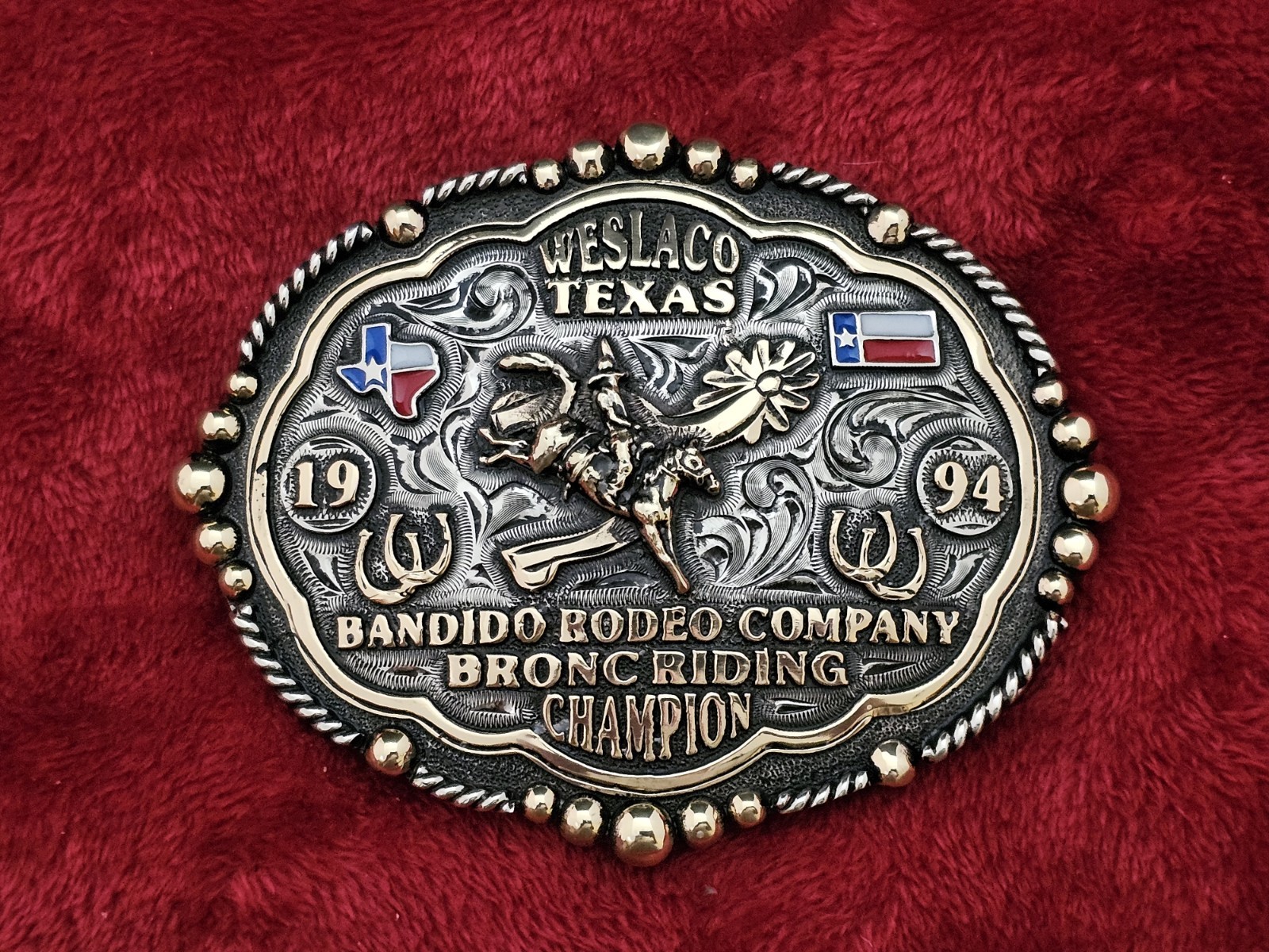 Bronc Riding X~TREME☆1994☆RODEO CHAMPION TROPHY BUCKLE☆Weslaco Texas☆Rare☆288