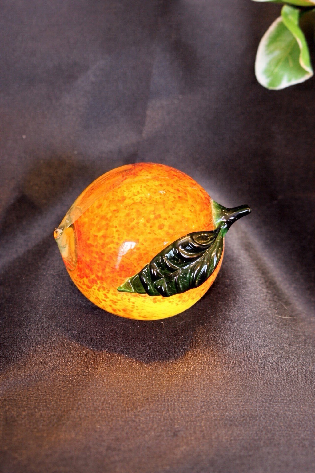 Lenox Art Glass Peach Figurine Summer Delight Textured Glass Decor