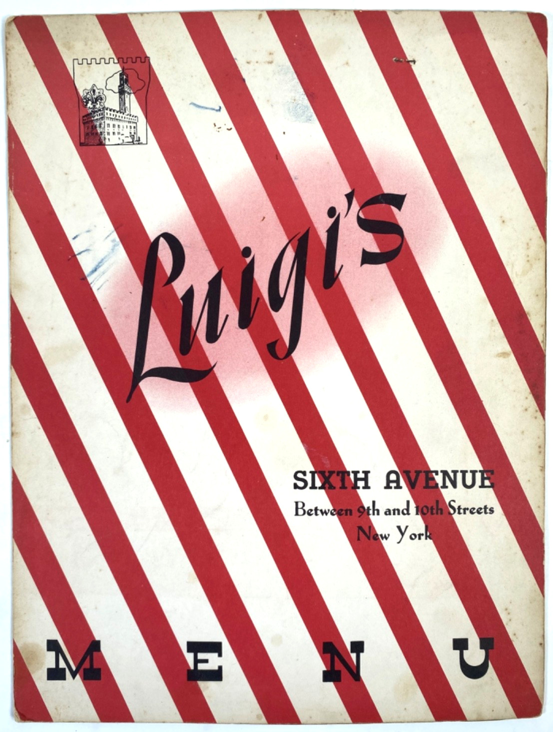 1950s LUIGI'S ITALIAN RESTAURANT vintage dinner menu GREENWICH VILLAGE, N.Y.C. 1950s LUIGI'S ITALIAN RESTAURANT vintage dinner menu GREENWICH VILLAGE, N.Y.C.