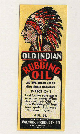 Vintage Old 1930s Indian Rubbing Oil Medicine Bottle Label, Unused