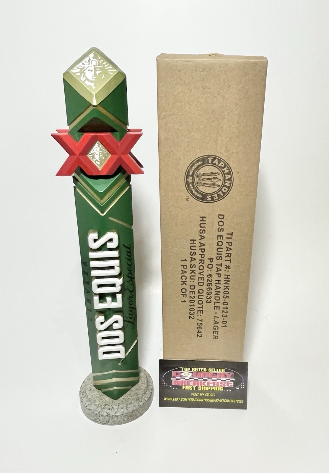 Dos Equis XX Lager Especial Logo Beer Tap Handle 12.5” Tall - Brand New In Box