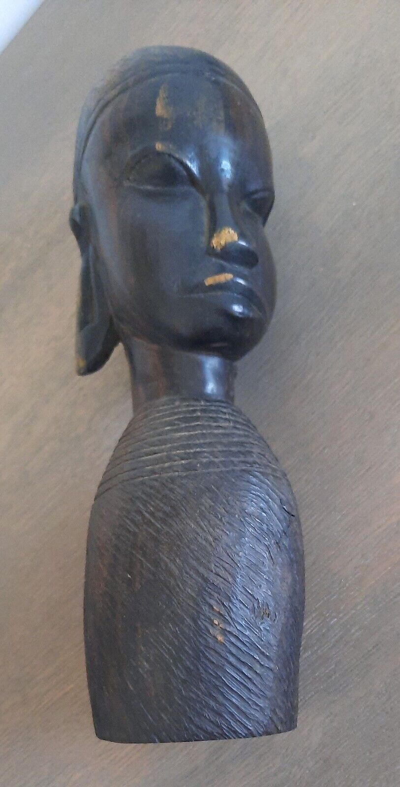 Vintage Ebony Hand Carved Wood Statue 9 1/2\
