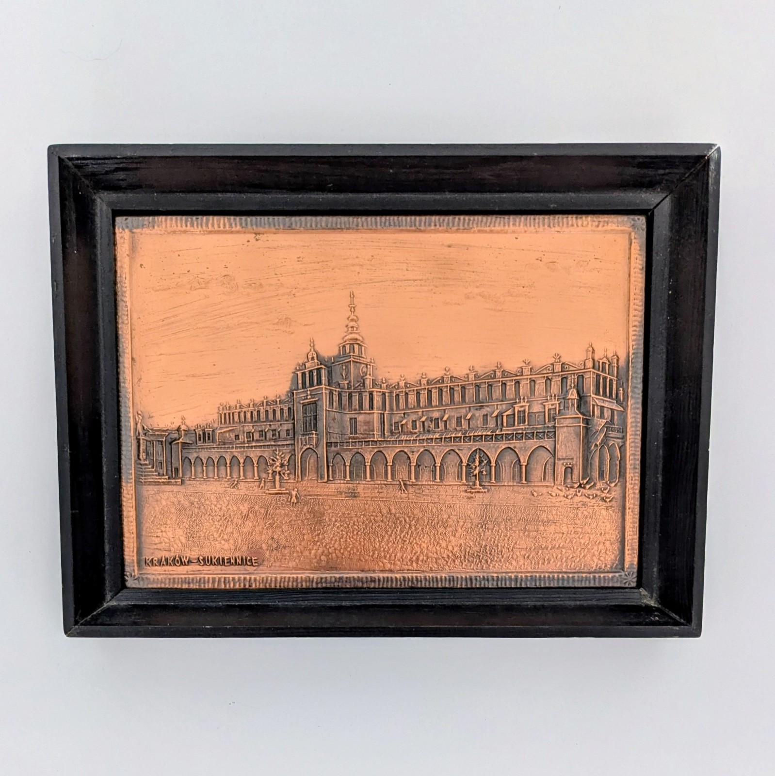 Vintage Poland Warsaw cityscape hand made wall hanging copper plaque