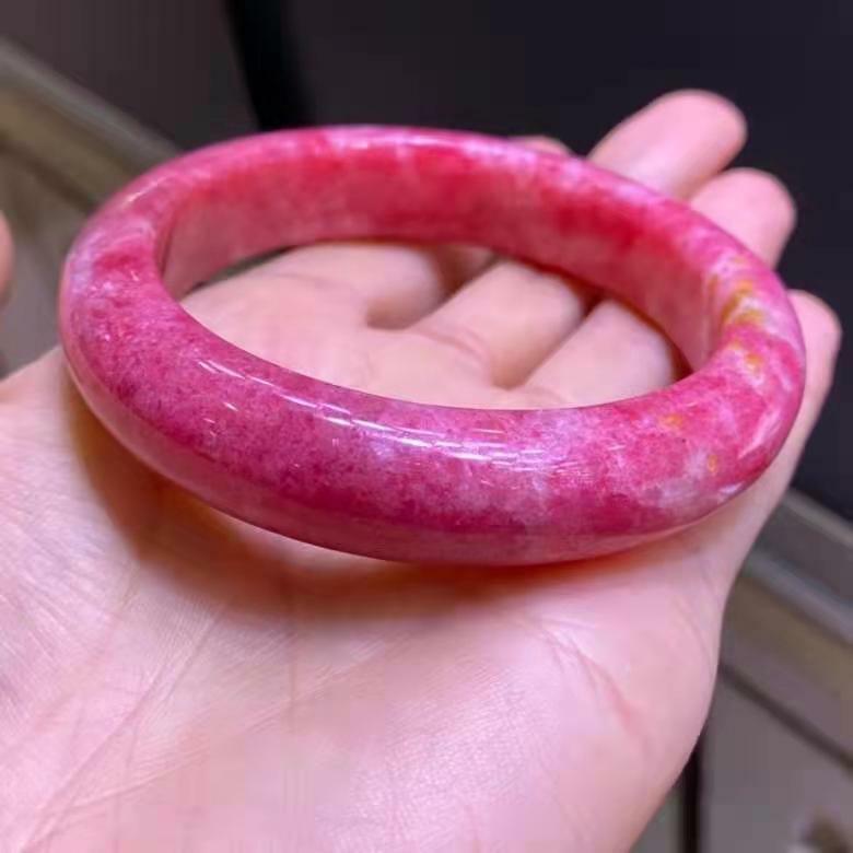 Genuine Natural Rose Rhodonite Gemstone Crystal Woman Bangle 57.6mm AAAAAA Genuine Natural Rose Rhodonite Gemstone Crystal Woman Bangle 57.6mm AAAAAA