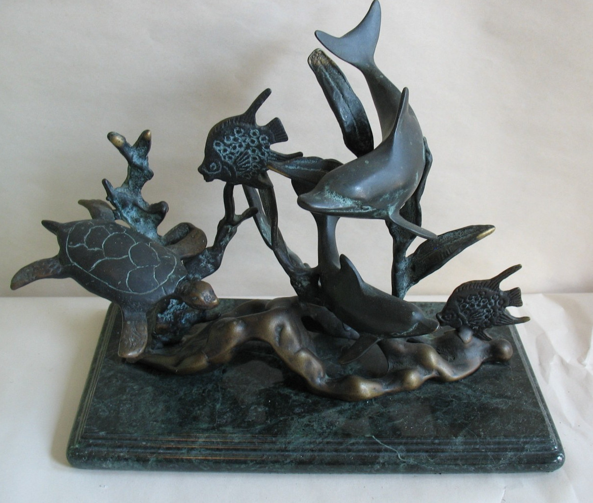 SPI home Dolphin Seaworld Brass Marble Sculpture Coastal Nautical Ocean SPI home Dolphin Seaworld Brass Marble Sculpture Coastal Nautical Ocean