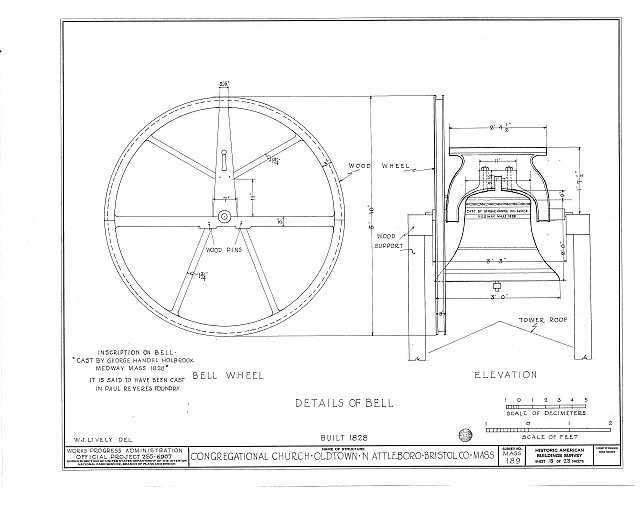 Photo:North Attleboro MA Congregational Church Bell Wheel Detail 1828 HABS
